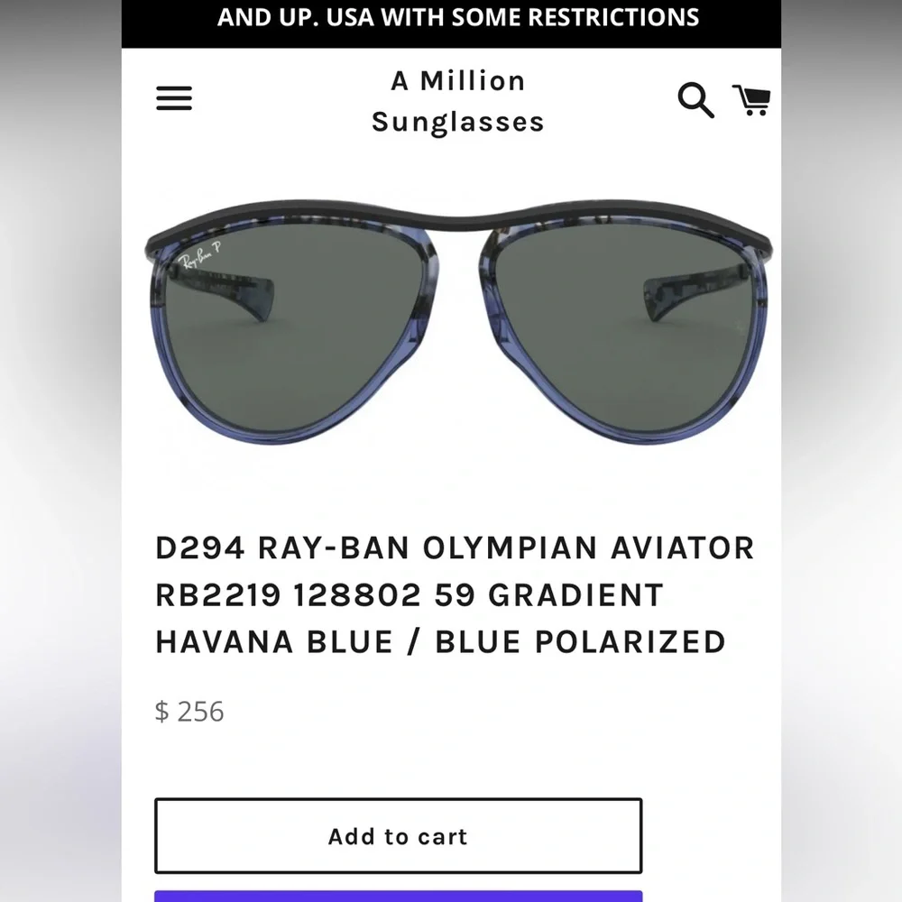 New Olympian Polarized Ray Ban Aviator RB 2219 (128802) Sunglasses 👩‍✈️ 💙